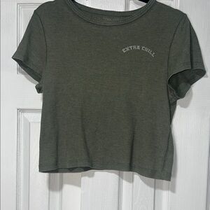 Aerie Dark Green Crop Top with Text